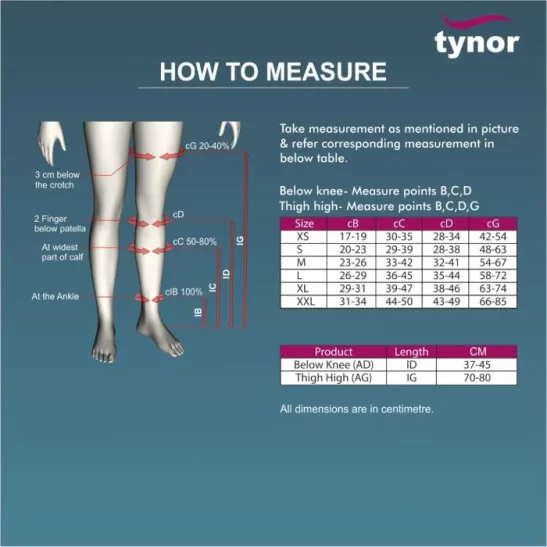 Tynor Medical Compression Stocking Thigh High Class 2 (Pair) - Image 2